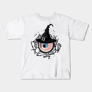 Monster Eye with Witch Hat Graffiti Kids T-Shirt